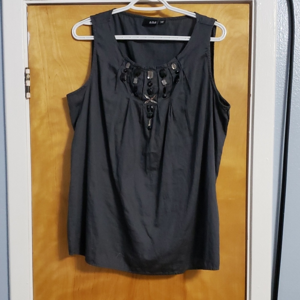 Dark Gray Blouse With Rhinestones